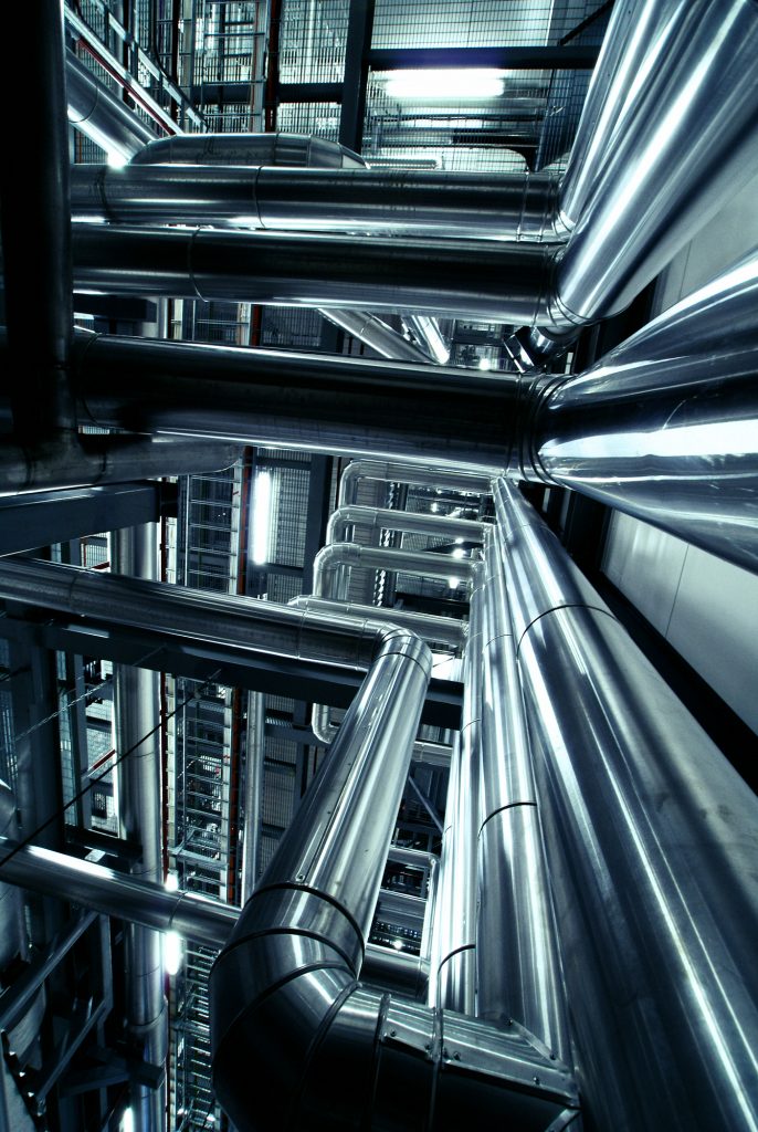 Steel pipes in industrial enterprises